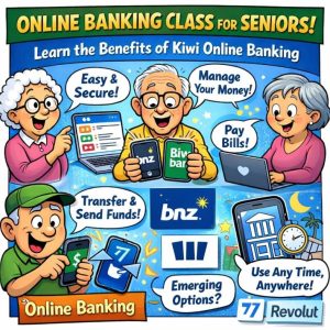 Senior citizens operating online banking services